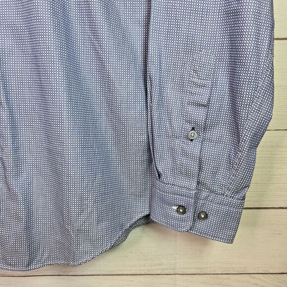 Boss Hugo Boss Geometric Mens Shirt Sz L Grey Regular Fit Button-Up Long Sleeve - Picture 3 of 10